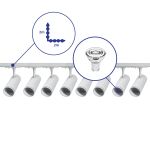 Complete Set 1-Phase Rail L 2 x 2 Meter White | incl. 8x Spot + GU10 2700K 3W Dimmable + End Cap, Power Connector and L -Connector